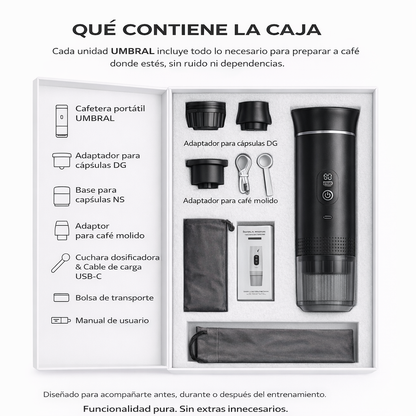 CAFÉ UMBRAL - Espresso portátil para trabajo, viaje y enfoque